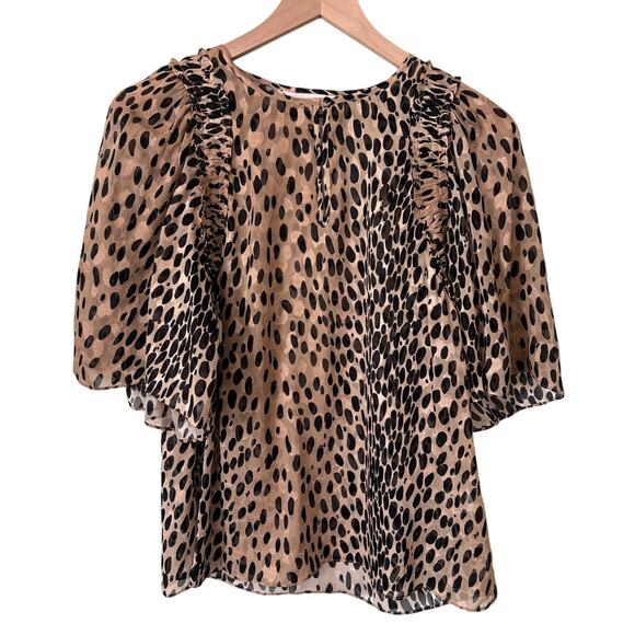 Rebecca Taylor Silk Blend Golden Ombre Leopard Print Blouse Medium - Picture 2 of 7